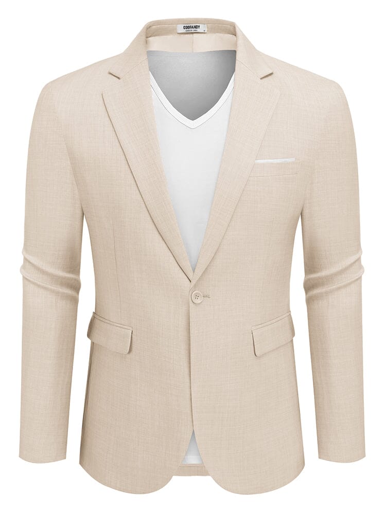 Casual One Button Suit Jackets (US Only) Blazer coofandy Light Khaki S 