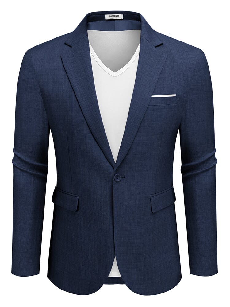 Casual One Button Suit Jackets (US Only) Blazer coofandy Navy Blue S 