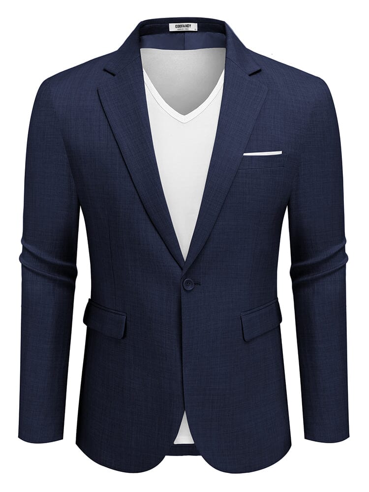 Casual One Button Suit Jackets (US Only) Blazer coofandy Dark Blue S 