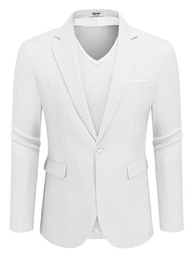 Casual One Button Suit Jackets (US Only) Blazer coofandy White S 