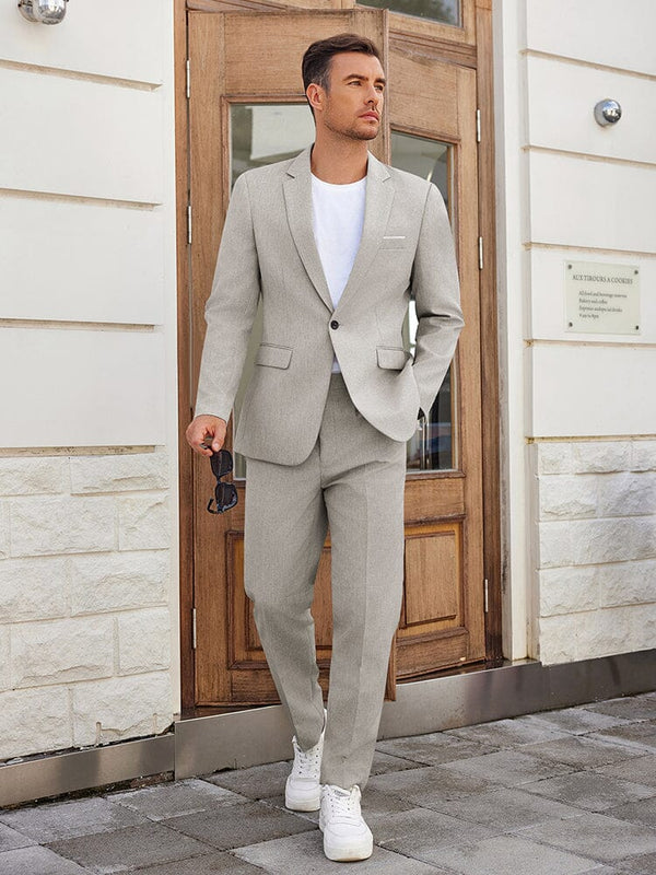 Classic Fit 2-Piece Suit Set (US Only) Suit Set coofandy Light Grey S 