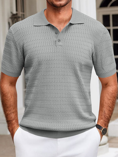 Casual Textured Knit Polo Shirt (US Only) Shirts coofandy Light Gray S 