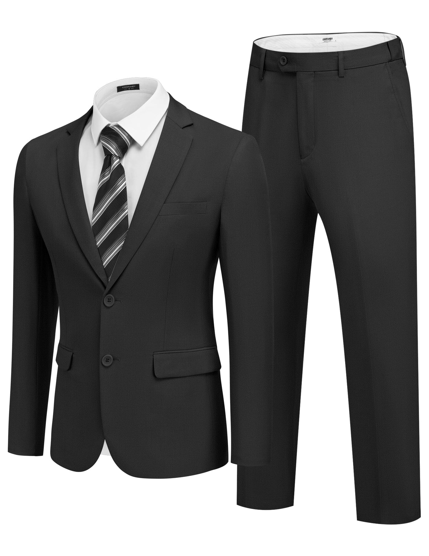 Casual Premium 2-Piece Suit Sets (US Only) Suit Set coofandy Black S 