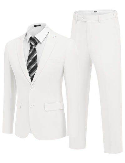 Casual Premium 2-Piece Suit Sets (US Only) Suit Set coofandy White S 