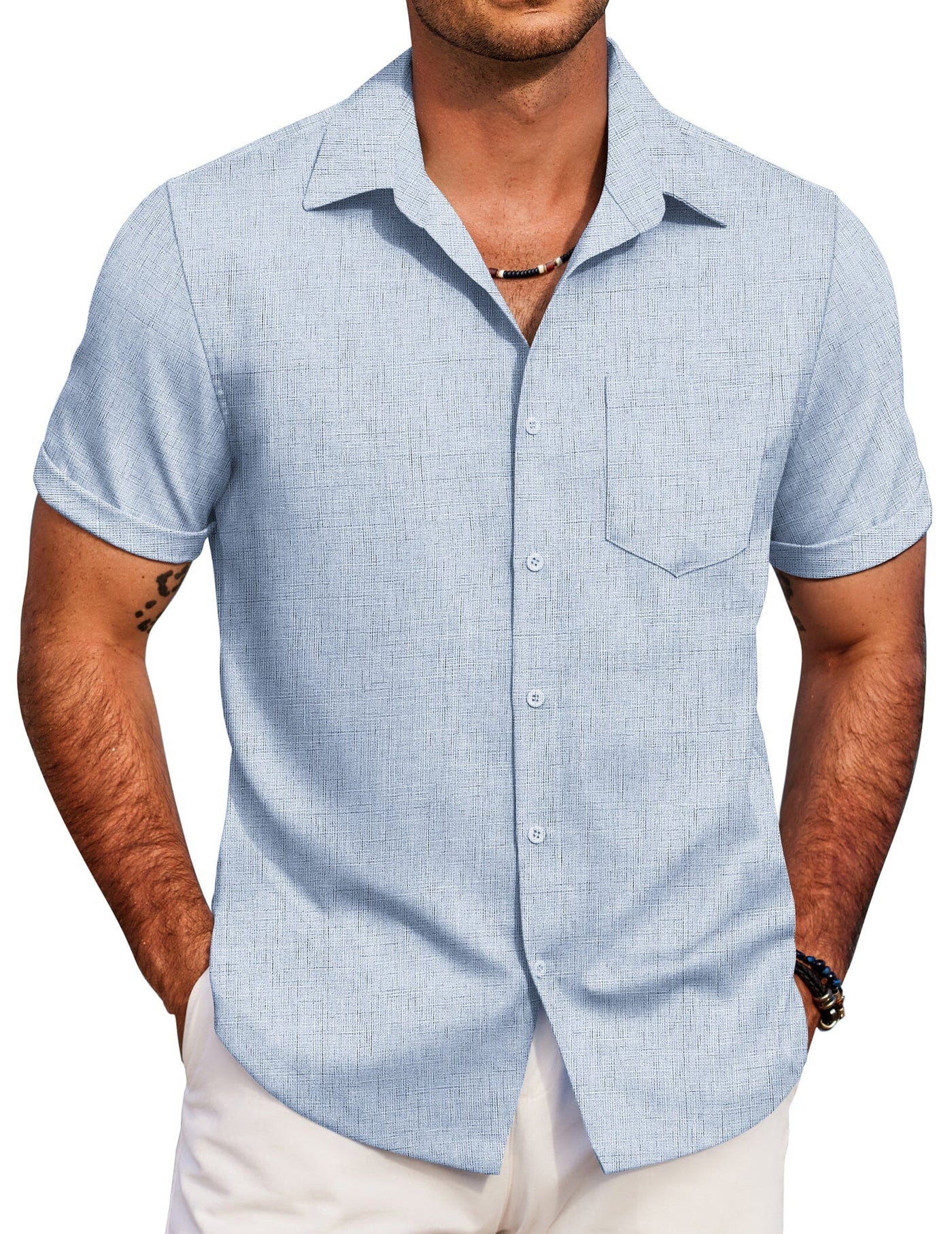 Casual Summer Beach Shirt (US Only) Shirts coofandy Clear Blue S 