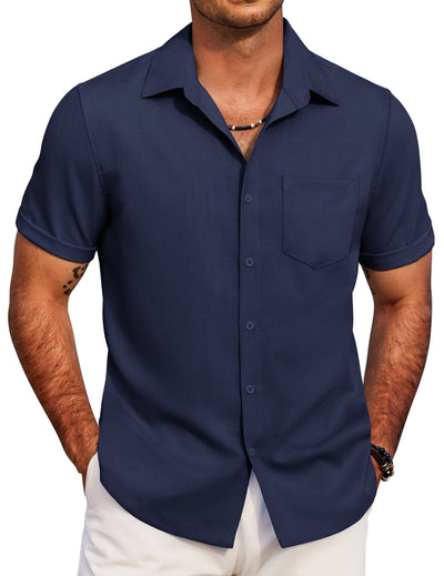 Casual Summer Beach Shirt (US Only) Shirts coofandy Navy Blue S 