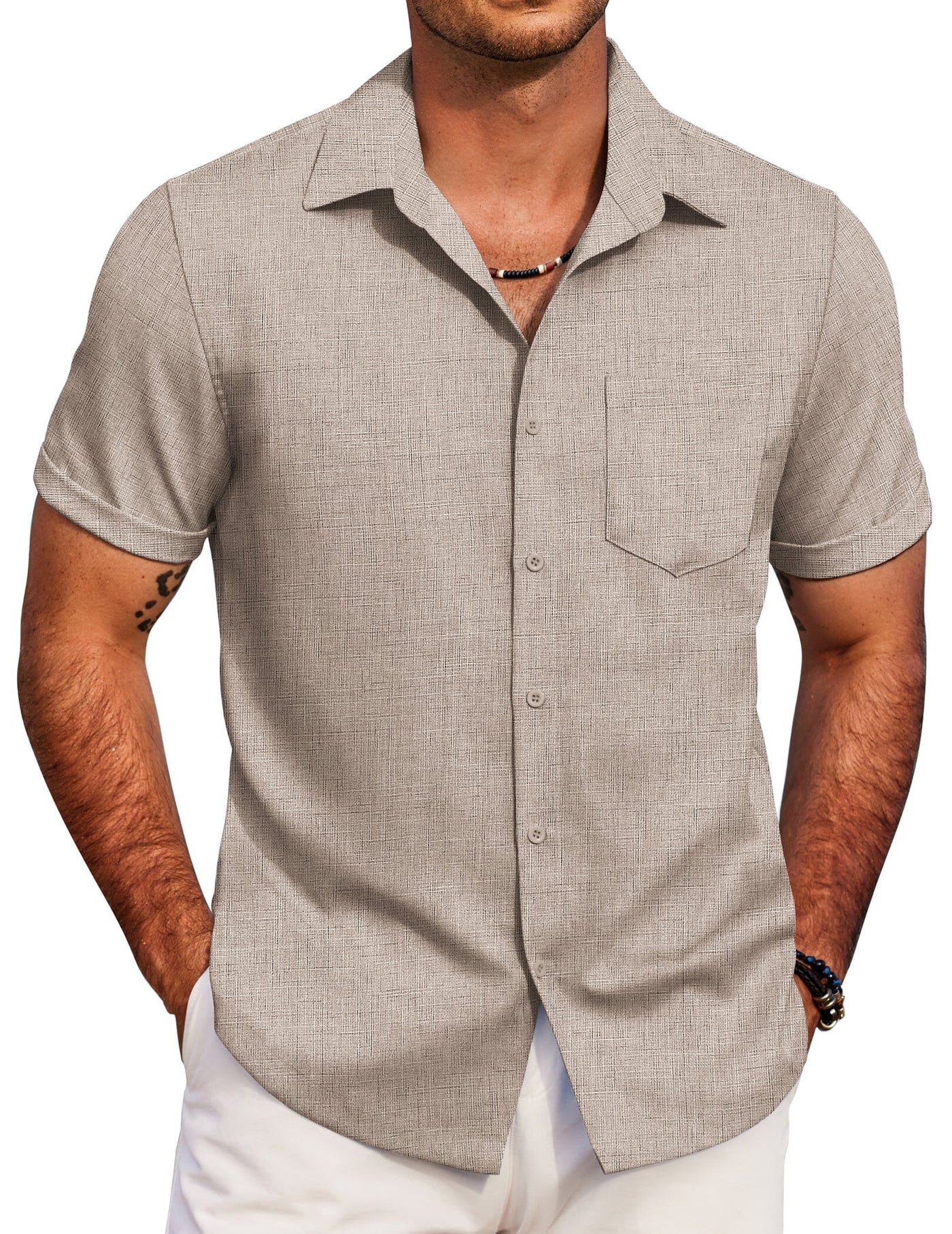 Casual Summer Beach Shirt (US Only) Shirts coofandy Khaki S 