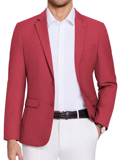 Casual Two Buttons Suit Jackets (US Only) Blazer coofandy Red S 