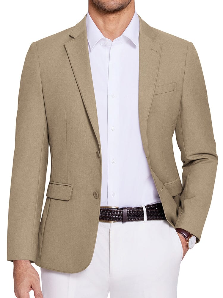 Casual Two Buttons Suit Jackets (US Only) Blazer coofandy Khaki S 