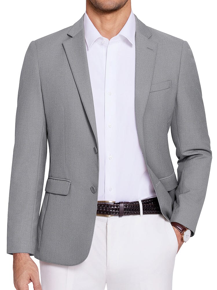 Casual Two Buttons Suit Jackets (US Only) Blazer coofandy Light Grey S 