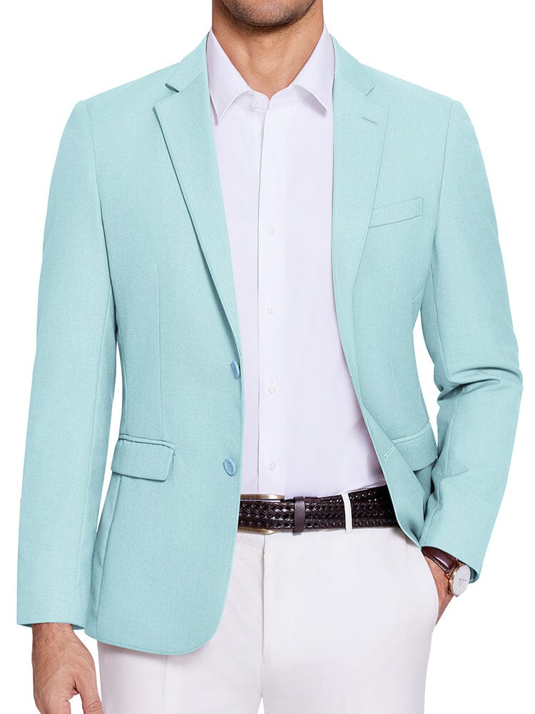 Casual Two Buttons Suit Jackets (US Only) Blazer coofandy Light Blue S 