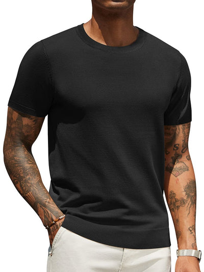 Casual Basic Knit T-Shirt (US Only) Shirts coofandy Black S 