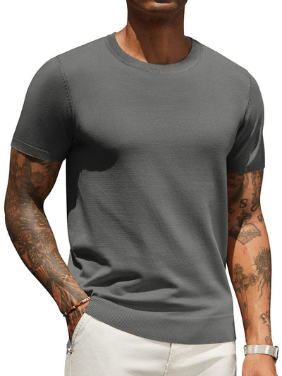 Casual Basic Knit T-Shirt (US Only) Shirts coofandy Dark Gray S 