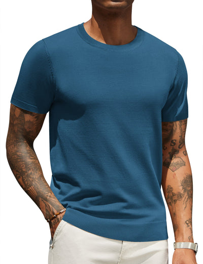 Casual Basic Knit T-Shirt (US Only) Shirts coofandy Dark Blue S 