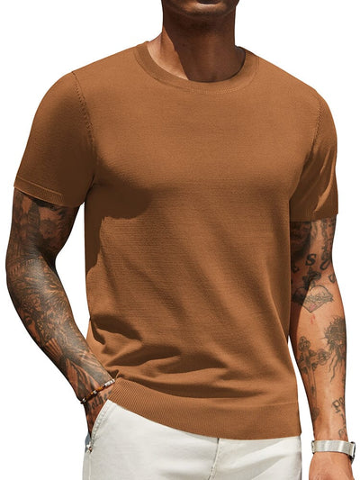 Casual Basic Knit T-Shirt (US Only) Shirts coofandy Light Brown S 