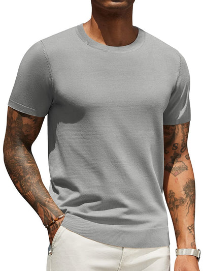 Casual Basic Knit T-Shirt (US Only) Shirts coofandy Light Gray S 