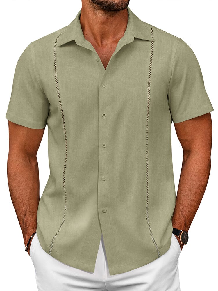 Summer Cuban Guayabera Shirt (US Only) Shirts coofandy Army Green S 