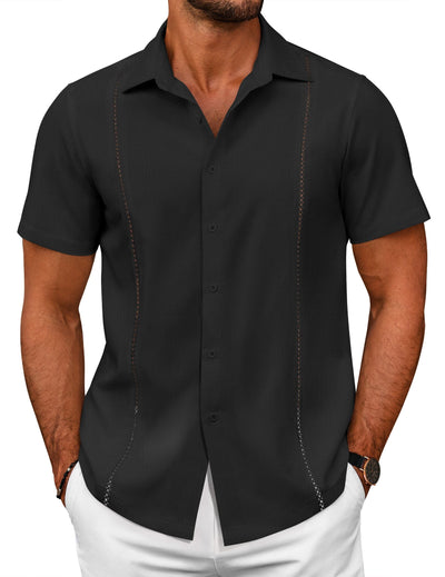 Summer Cuban Guayabera Shirt (US Only) Shirts coofandy Black S 