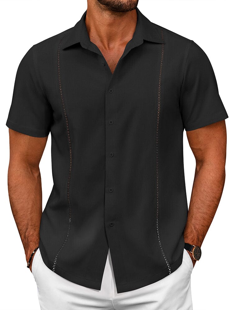 Summer Cuban Guayabera Shirt (US Only) Shirts coofandy Black S 