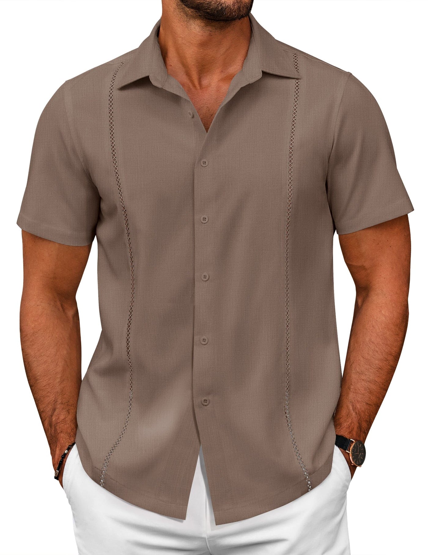 Summer Cuban Guayabera Shirt (US Only) Shirts coofandy Brown S 