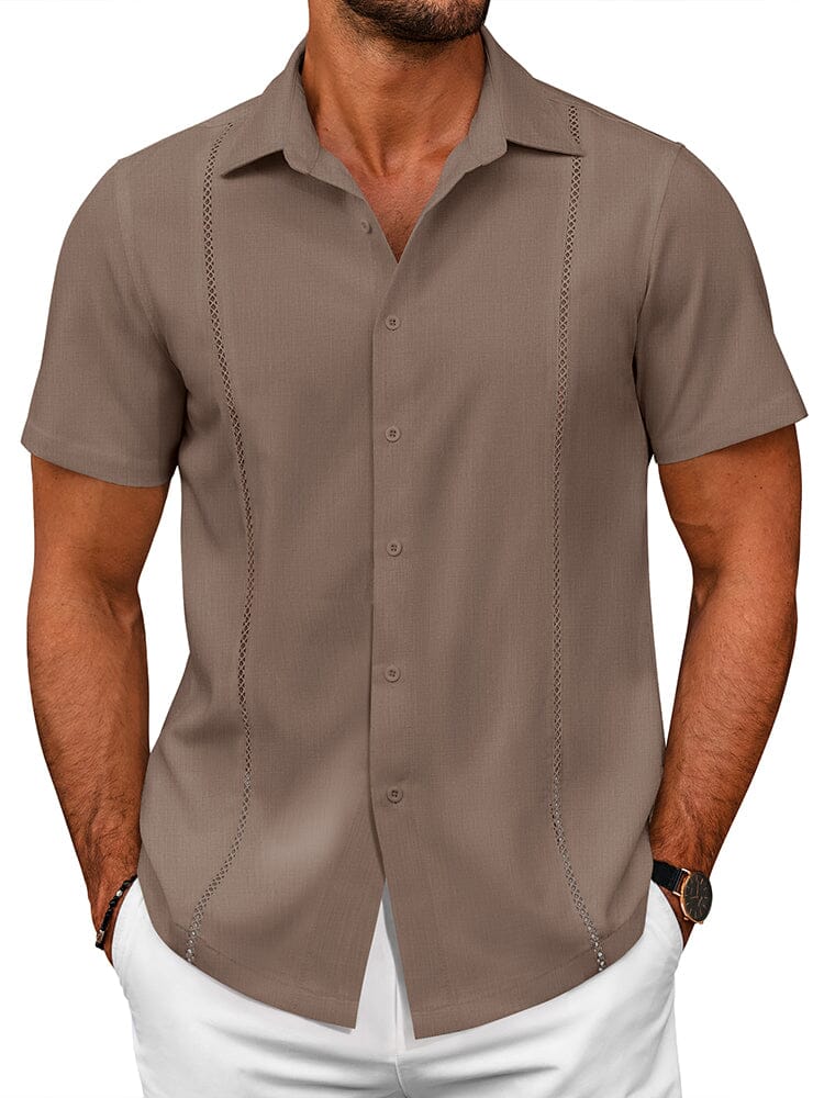 Summer Cuban Guayabera Shirt (US Only) Shirts coofandy Brown S 