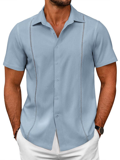 Summer Cuban Guayabera Shirt (US Only) Shirts coofandy Clear Blue S 