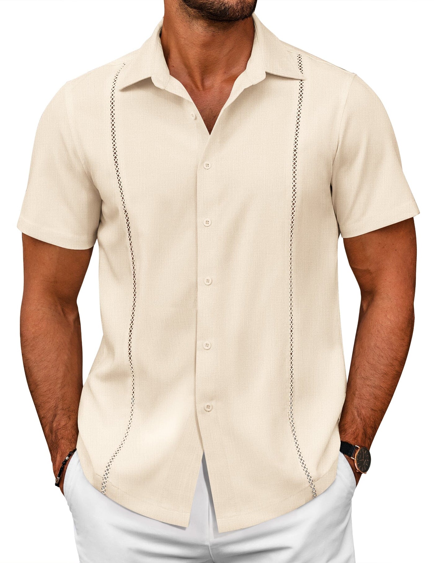 Summer Cuban Guayabera Shirt (US Only) Shirts coofandy Beige S 