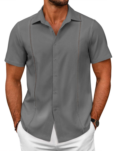 Summer Cuban Guayabera Shirt (US Only) Shirts coofandy Dark Gray S 