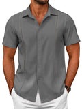 Summer Cuban Guayabera Shirt (US Only) Shirts coofandy Dark Gray S 