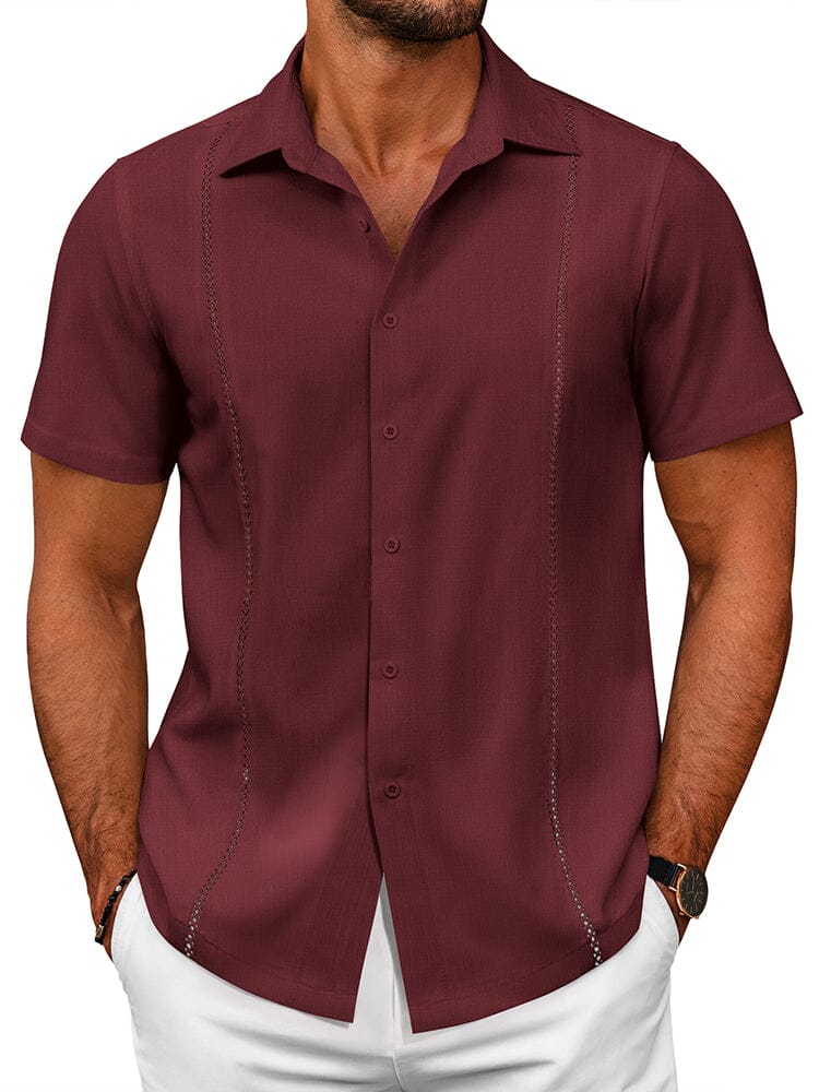 Summer Cuban Guayabera Shirt (US Only) Shirts coofandy Dark Red S 