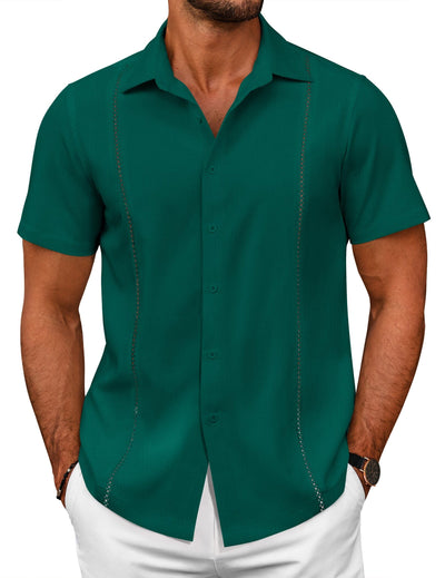 Summer Cuban Guayabera Shirt (US Only) Shirts coofandy Green S 