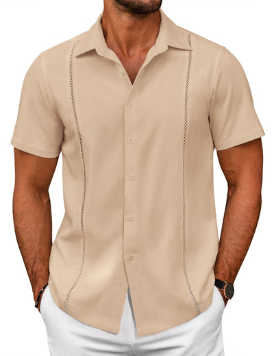 Summer Cuban Guayabera Shirt (US Only) Shirts coofandy Khaki S 