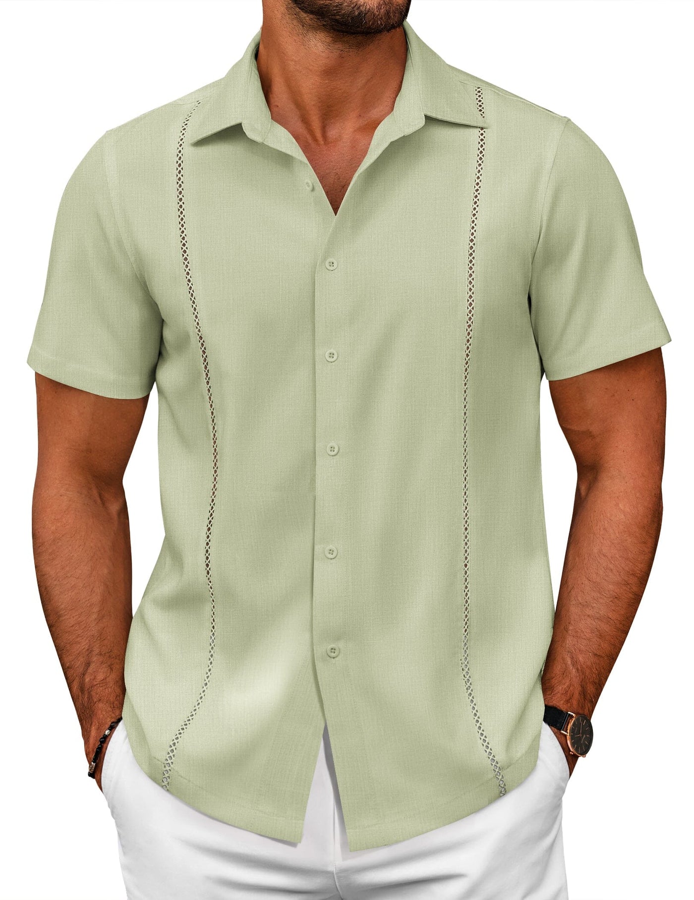 Summer Cuban Guayabera Shirt (US Only) Shirts coofandy Light Green S 