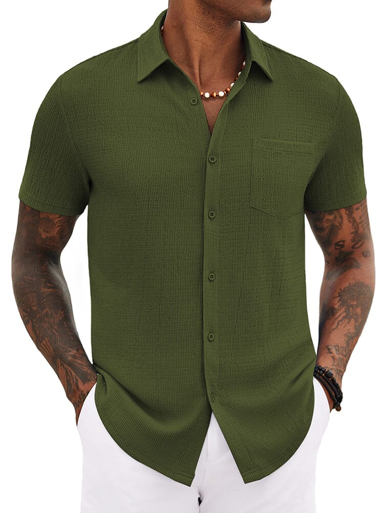 Casual Summer Textured Shirt (US Only) Shirts coofandy Army Green S 