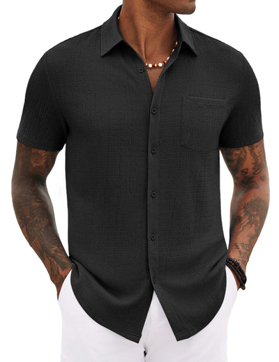 Casual Summer Textured Shirt (US Only) Shirts coofandy Black S 