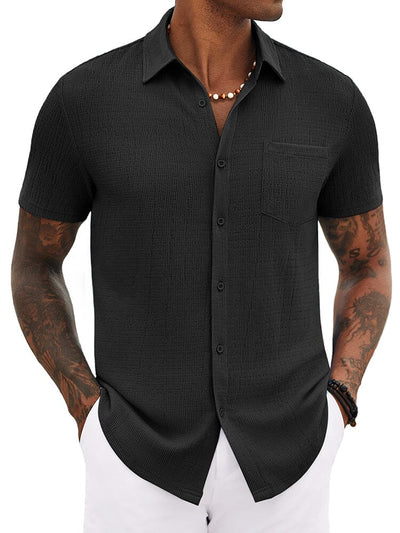 Casual Summer Textured Shirt (US Only) Shirts coofandy Black S 