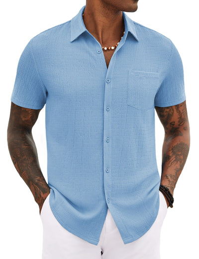 Casual Summer Textured Shirt (US Only) Shirts coofandy Clear Blue S 