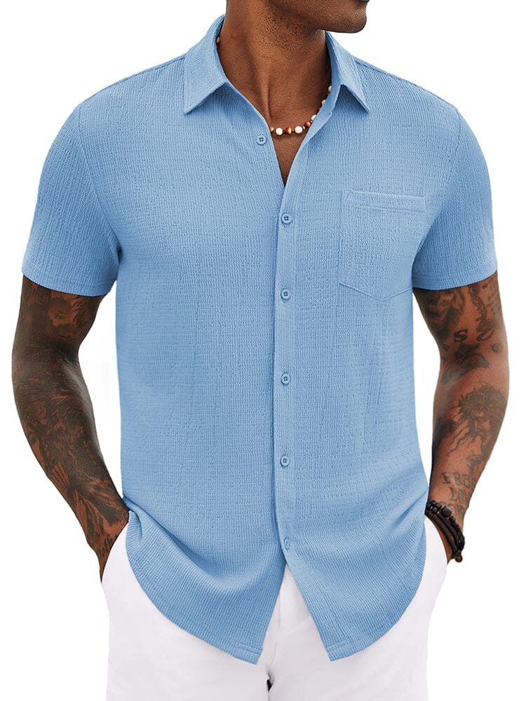 Casual Summer Textured Shirt (US Only) Shirts coofandy Clear Blue S 