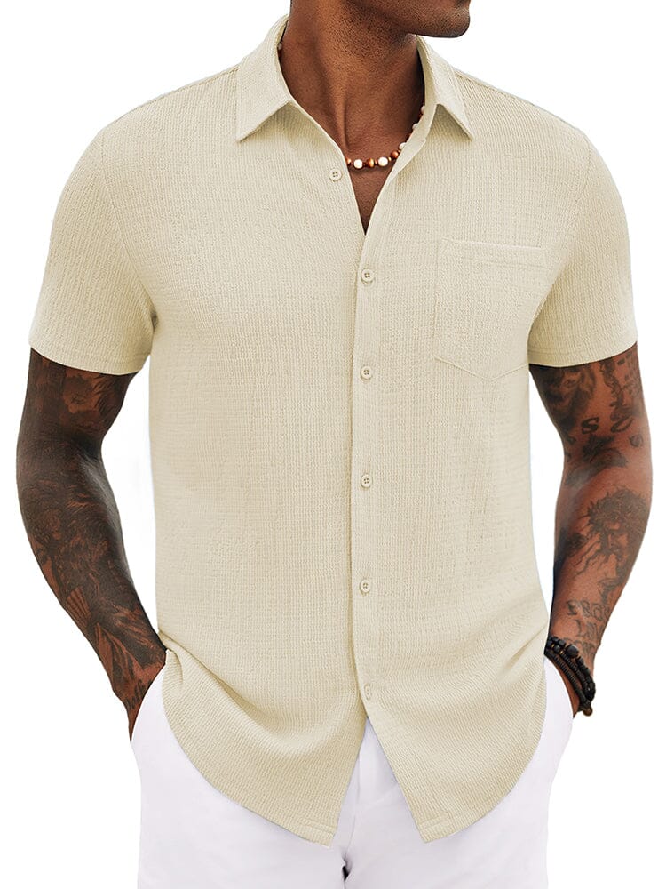 Casual Summer Textured Shirt (US Only) Shirts coofandy Beige S 