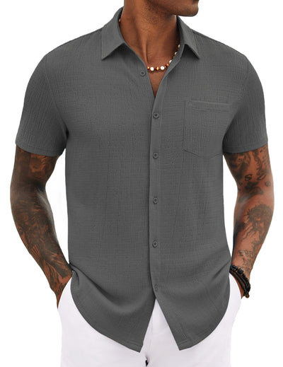 Casual Summer Textured Shirt (US Only) Shirts coofandy Dark Gray S 