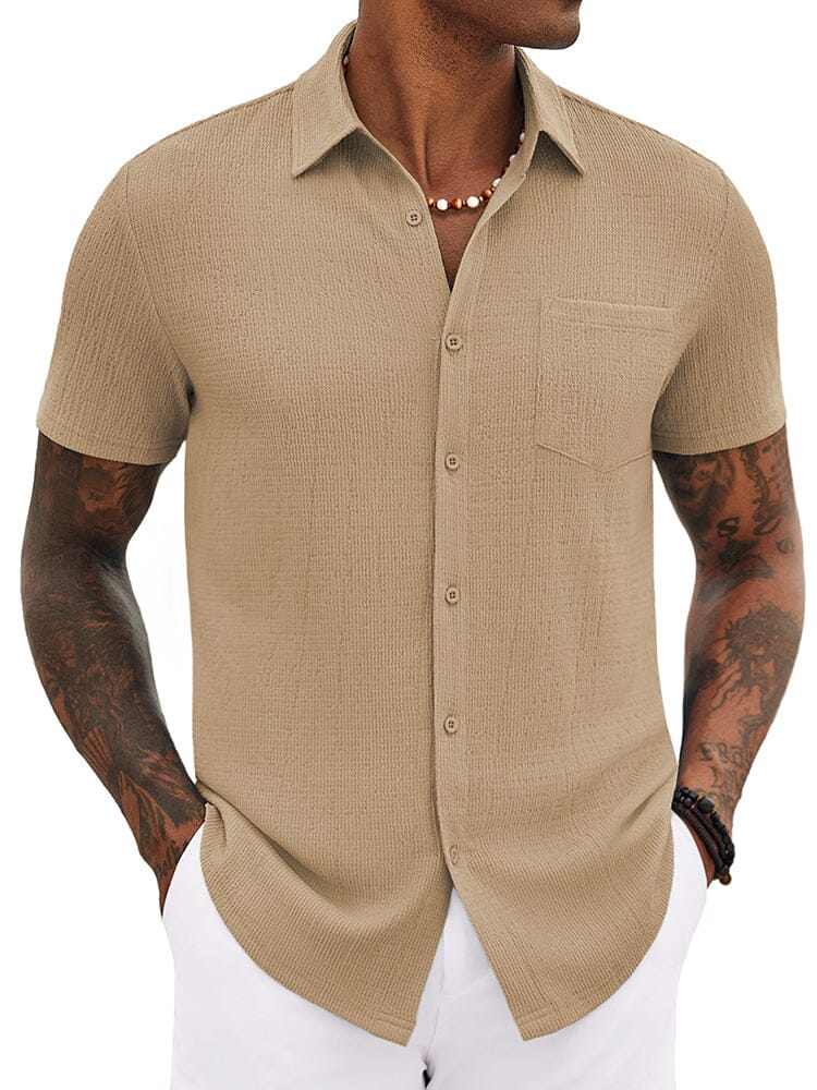 Casual Summer Textured Shirt (US Only) Shirts coofandy Khaki S 