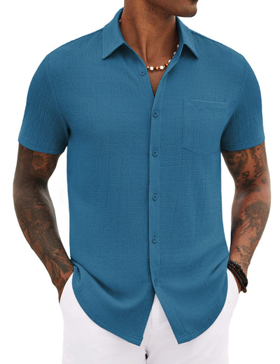 Casual Summer Textured Shirt (US Only) Shirts coofandy Blue S 