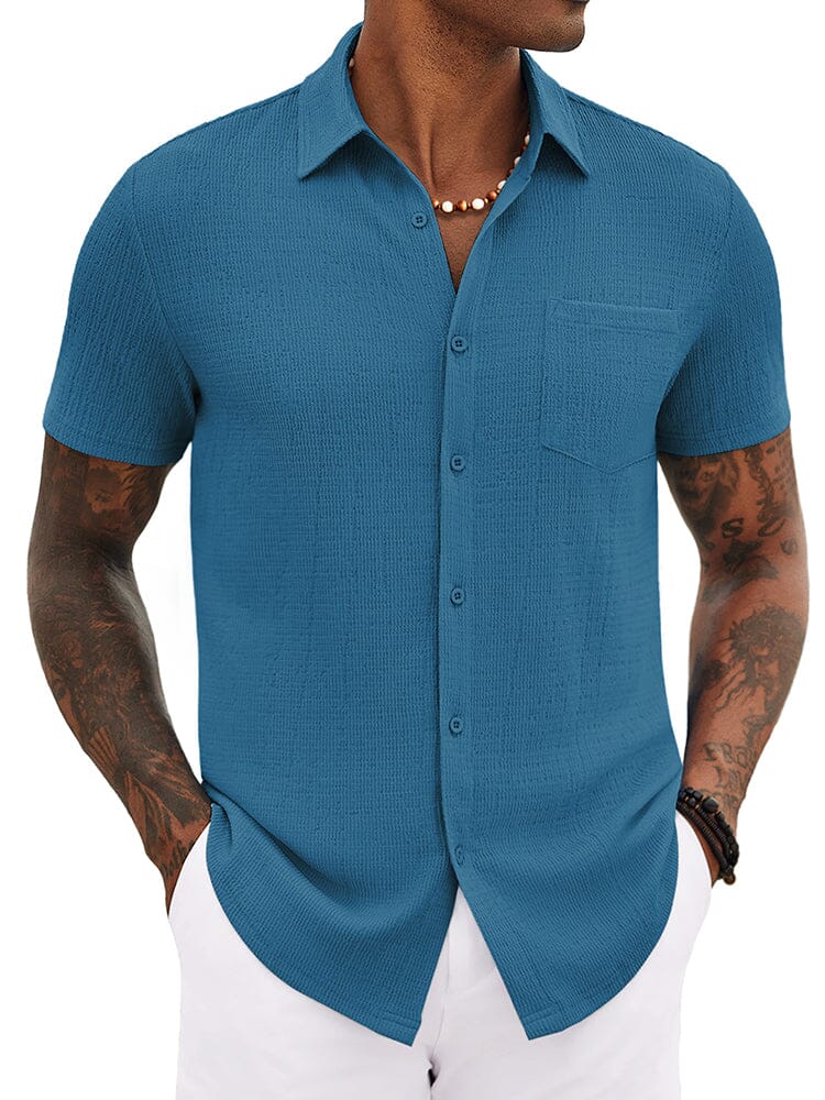 Casual Summer Textured Shirt (US Only) Shirts coofandy Blue S 