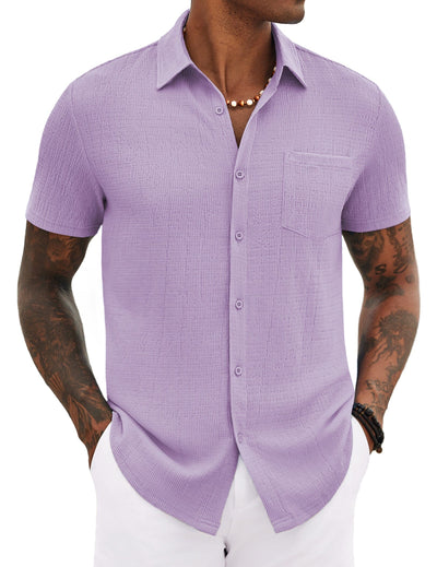 Casual Summer Textured Shirt (US Only) Shirts coofandy Purple S 