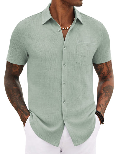 Casual Summer Textured Shirt (US Only) Shirts coofandy Light Green S 