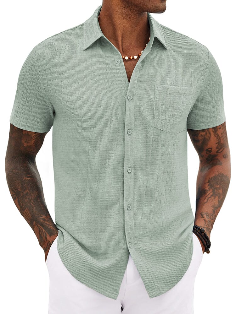 Casual Summer Textured Shirt (US Only) Shirts coofandy Light Green S 