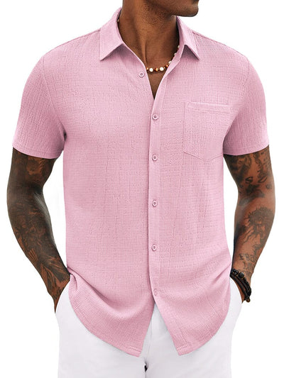 Casual Summer Textured Shirt (US Only) Shirts coofandy Pink S 