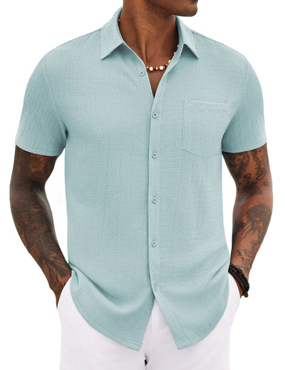 Casual Summer Textured Shirt (US Only) Shirts coofandy Light Blue S 