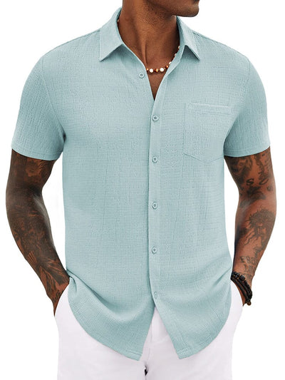 Casual Summer Textured Shirt (US Only) Shirts coofandy Light Blue S 