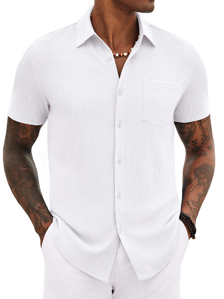 Casual Summer Textured Shirt (US Only) Shirts coofandy White S 